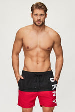 DKNY Men's Naxos Swim Shorts Swimsuit Swimming Costume Black Red BNWT