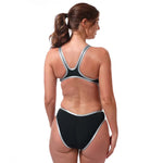 Arena Women's One Big Logo Black/Silver Swimsuit Swimming Costume BNWT