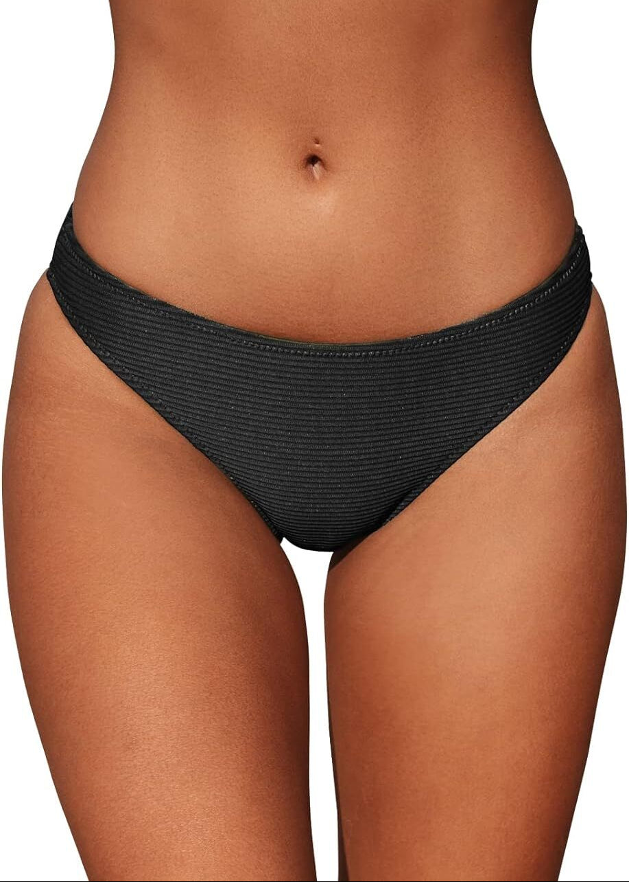 Cupshe Women's Ribbed Low Waisted Bikini Bottom Swimsuit Swimming Costume BNWT