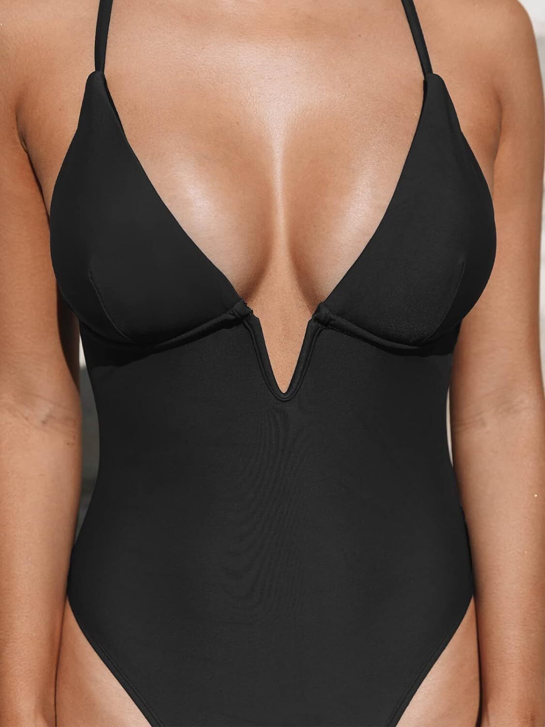 Cupshe Women's Deep V Neck Criss Cross Back Swimsuit Swimming Costume BNWT