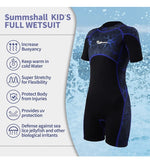 Summshall Kids Wetsuit 2.5mm Shorty Diving Surfing Suits Boys 8-10 Years BNWT