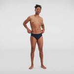 Speedo Men's Boom Logo Splice 7cm Brief Swimming Costume Swimsuit Navy BNWT