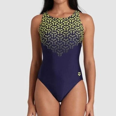 Arena Women's Kikko V Back Graphic One Piece Swimsuit Swimming Costume BNWT