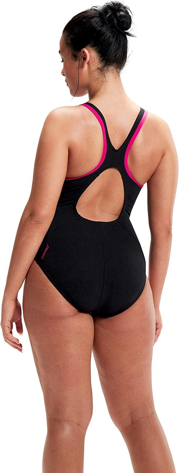 Speedo Women's Boom Logo Splice Muscleback Swimsuit Swimming Costume Pink BNWT