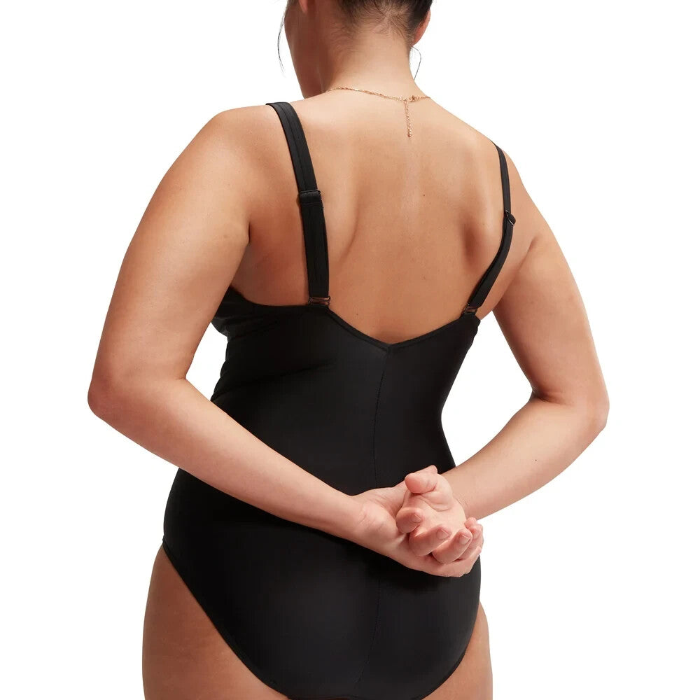 Speedo Women's Shaping Cross Knot Swimsuit Swimming Costume Swimwear Front BNWT