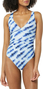 Amazon Essentials Women's Plunge Shaping Swimsuit Swimming Costume Blue BNWT