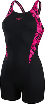Speedo Women's Hyperboom Splice Legsuit Swimming Costume Swimsuit Pink BNWT