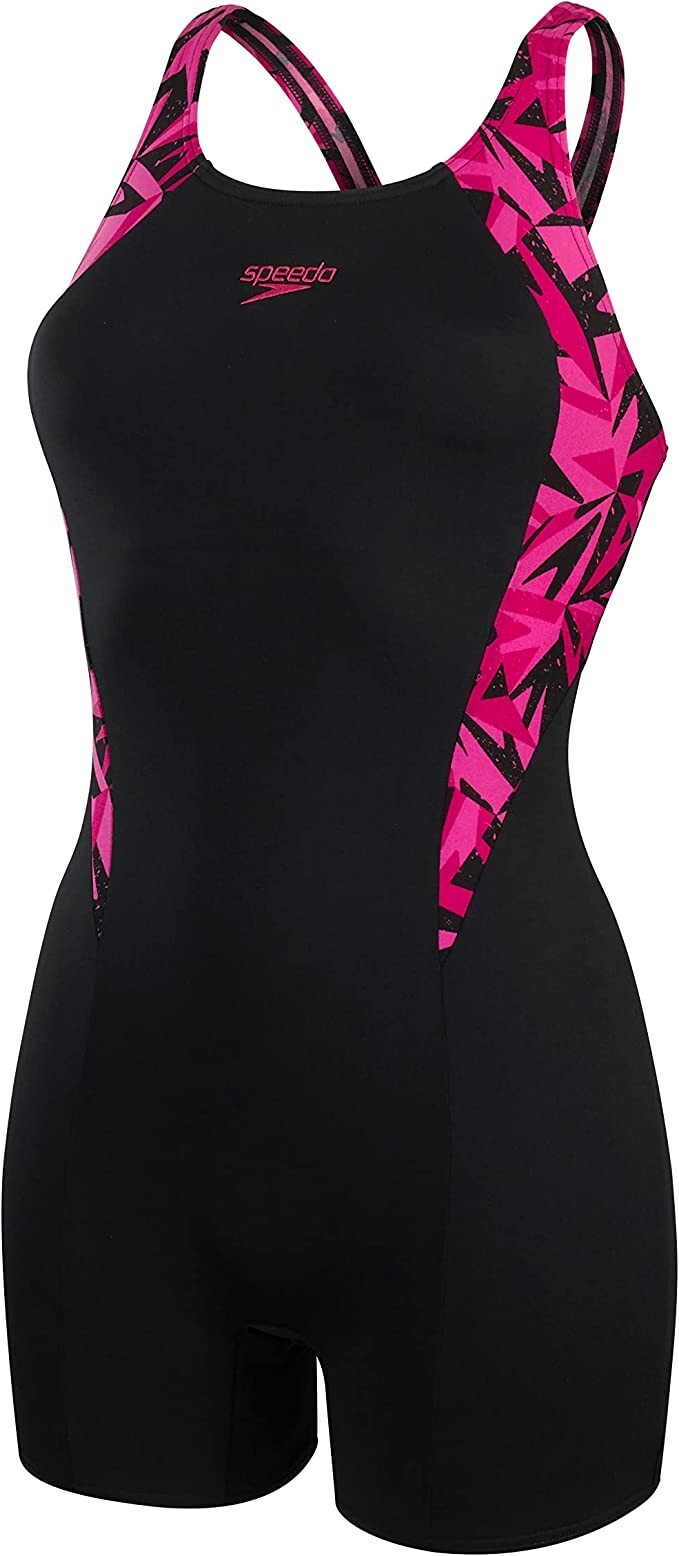 Speedo Women's Hyperboom Splice Legsuit Swimming Costume Swimsuit Pink BNWT