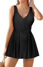 Shekini Women's V-Neck Front Cross Swim Dress Swimsuit Swimming Costume BNWT