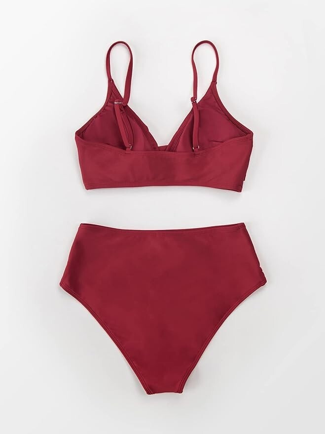 Cupshe Women's High Waist Twist Front V Bikini Swimsuit Swimming Costume BNWT