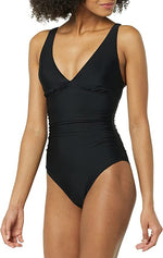 Amazon Essentials Women's Plunge Shaping Swimsuit Swimming Costume Black BNWT