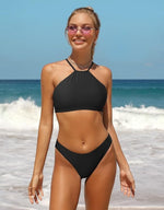Attraco Women's Padded High Neck Bikini Two Piece Swimsuit Swimming Costume BNWT