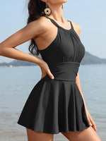 Shekini Women's Ruched Swim Dress Swimsuit Swimming Costume Skirt Boy Short BNWT
