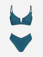 Cupshe Women's High Waist Cheeky V-Wire Bikini Swimsuit Swimming Costume BNWT