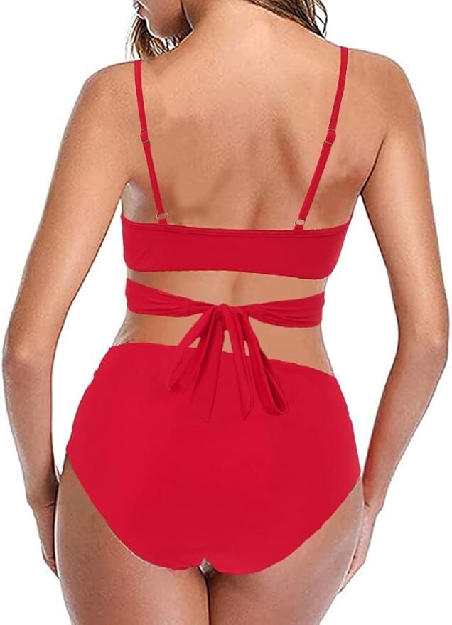 Chechury Women's Tummy Control Wrap Bikini Set Swimsuit Swimming Costume BNWT