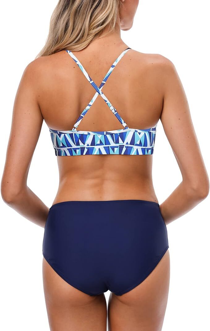 CharmLeaks Women's Padded High Neck Bikini Swimsuit Swimming Costume BNWT