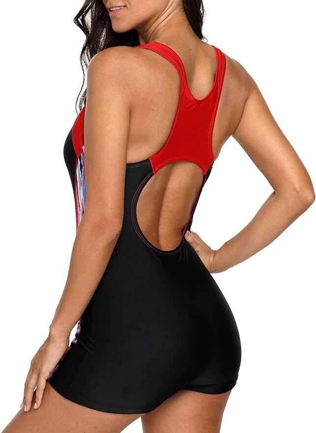 CharmLeaks Women's Boyleg Legsuit Racerback Swimsuit Swimming Costume BNWT