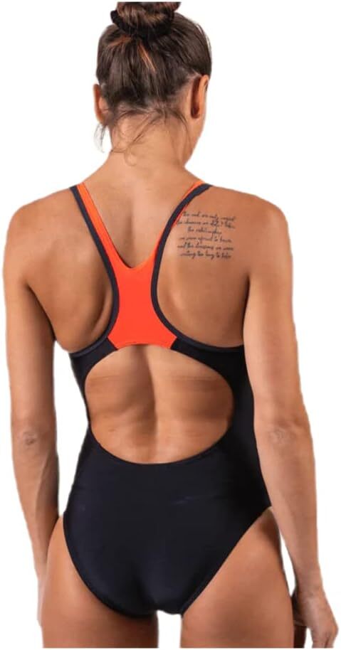 Speedo Women's Fit Laneback Swimsuit Swimming Costume Black Red BNWT
