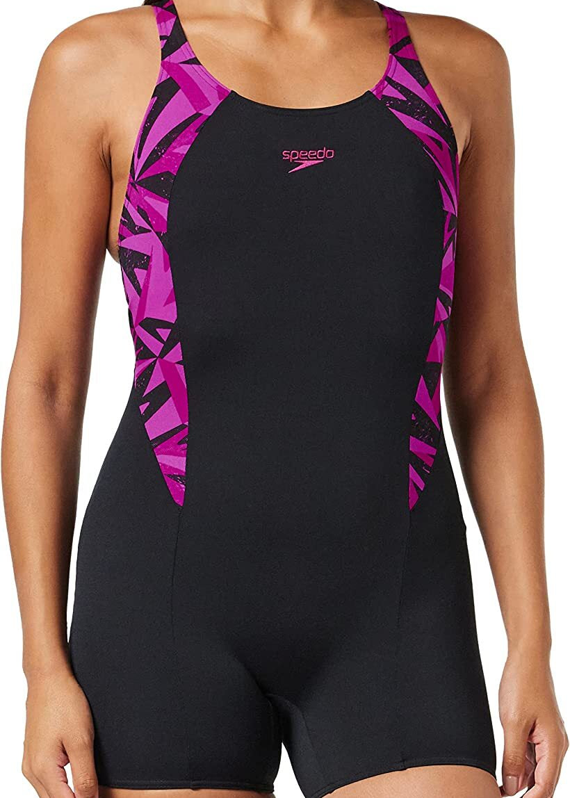 Speedo Women's Hyperboom Splice Legsuit Swimming Costume Swimsuit Pink BNWT