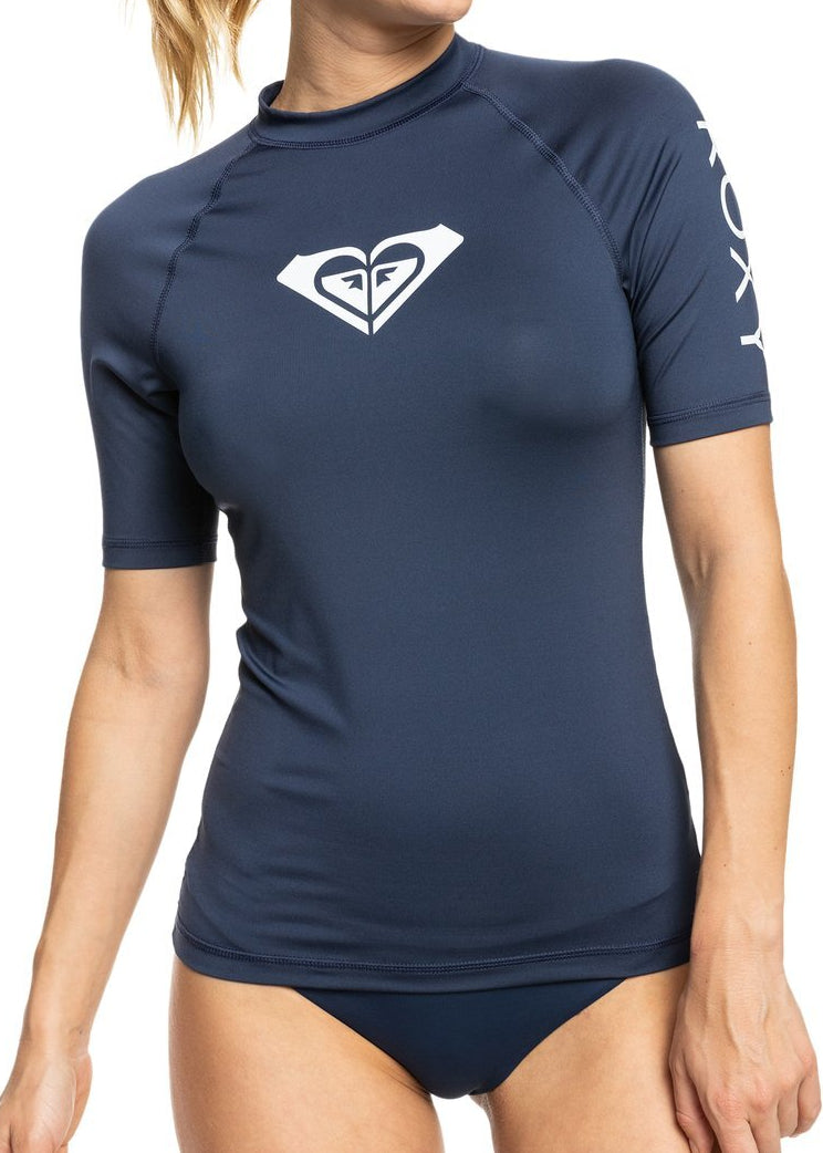 Roxy Whole Hearted Short Sleeved Rash Vest in Mood Indigo T-Shirt UV UPF 50 BNWT