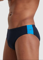 Speedo Men's Boom Logo Splice 7cm Brief Swimming Costume Swimsuit Navy BNWT