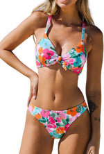 Cupshe Women's Knotted Floral Low Rise Bikini Swimsuit Swimming Costume BNWT