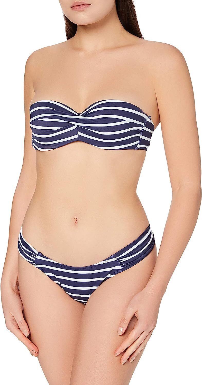 Iris & Lilly Women's Bikini Swimsuit Swimming Costume Navy White Stripe BNWT