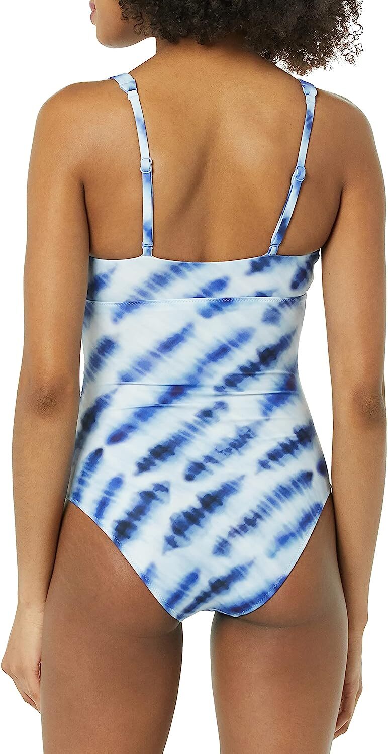 Amazon Essentials Women's Plunge Shaping Swimsuit Swimming Costume Blue BNWT