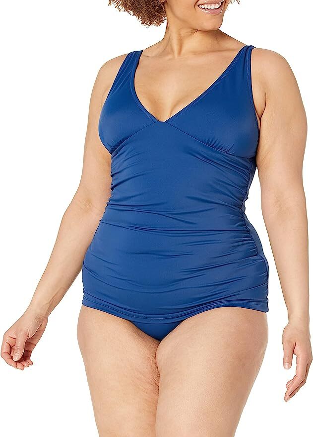 Amazon Essentials Women's Tankini Swim Top Swimsuit Swimming Costume Navy BNWT