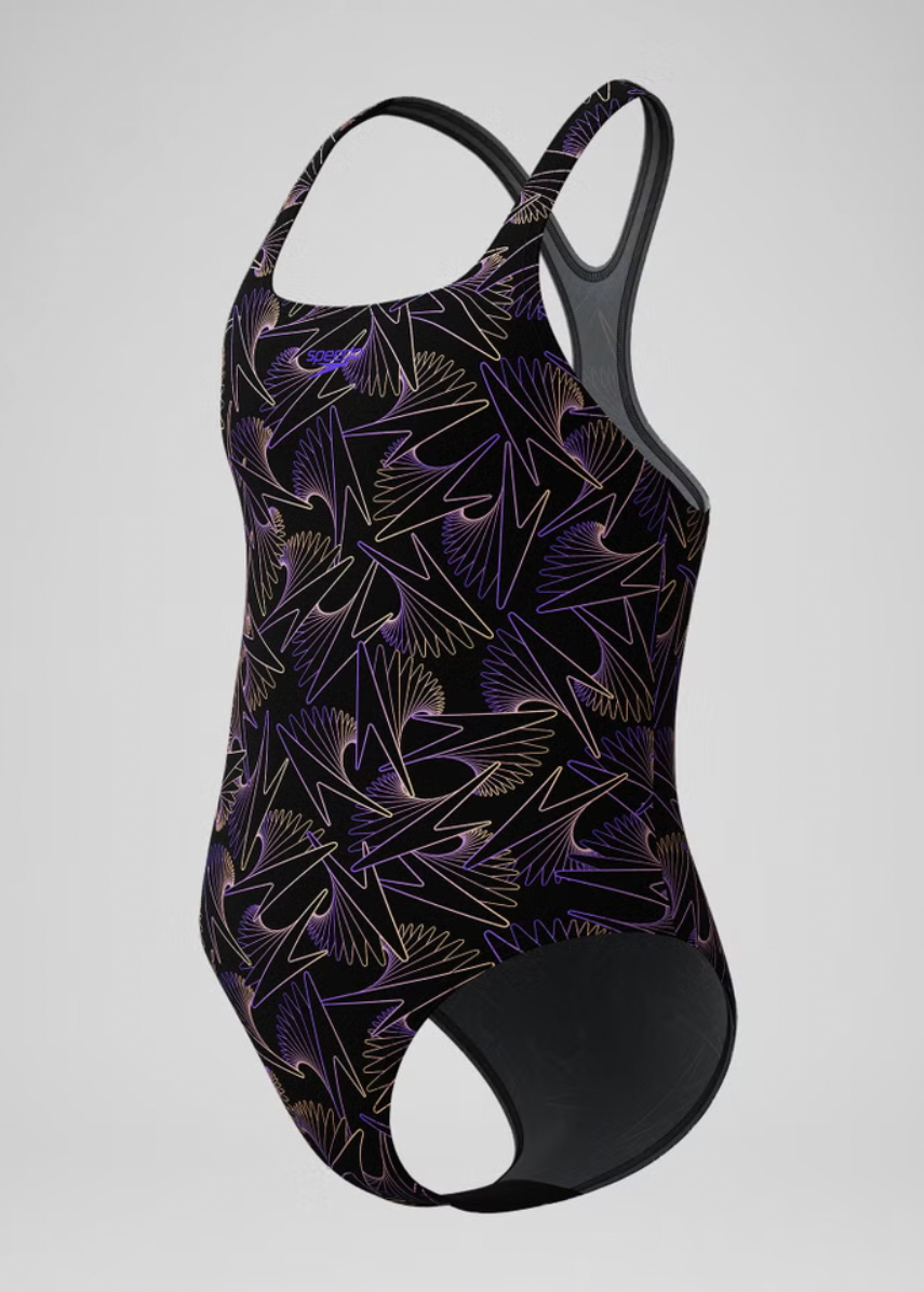 Speedo Girls Hyperboom Allover Medalist Swimsuit Swimming Costume BNWT