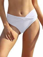 Shekini Women's Twist Front Bikini Bottom Swimsuit Swimming Costume Ruched BNWT