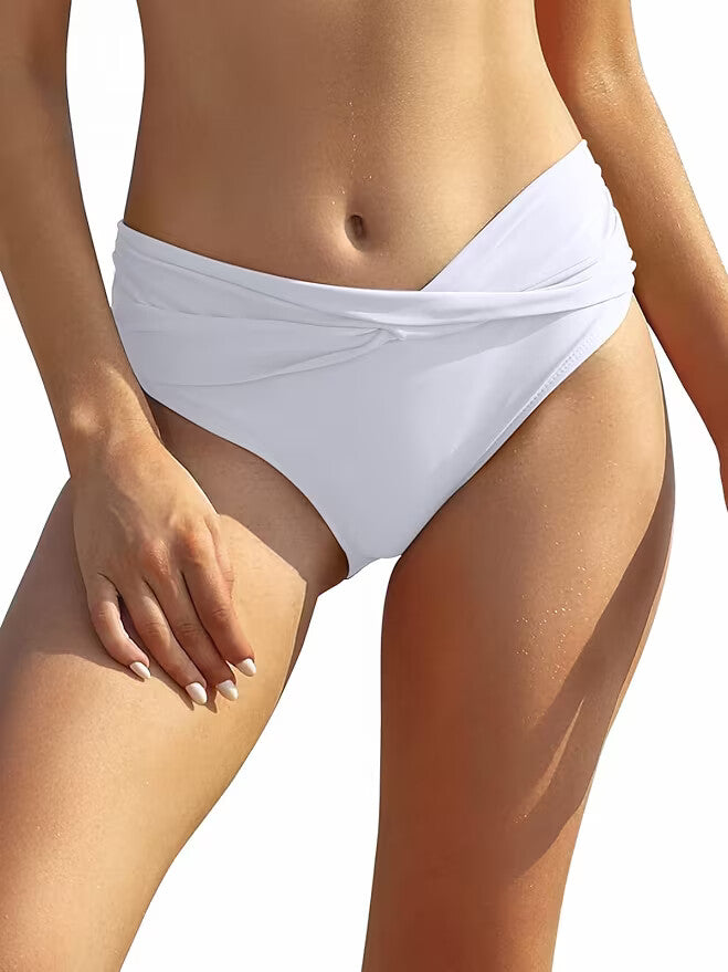 Shekini Women's Twist Front Bikini Bottom Swimsuit Swimming Costume Ruched BNWT