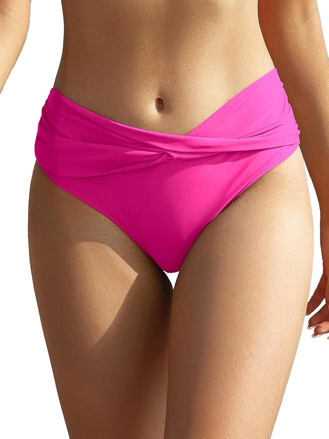 Shekini Women's Twist Front Bikini Bottom Swimsuit Swimming Costume Ruched BNWT