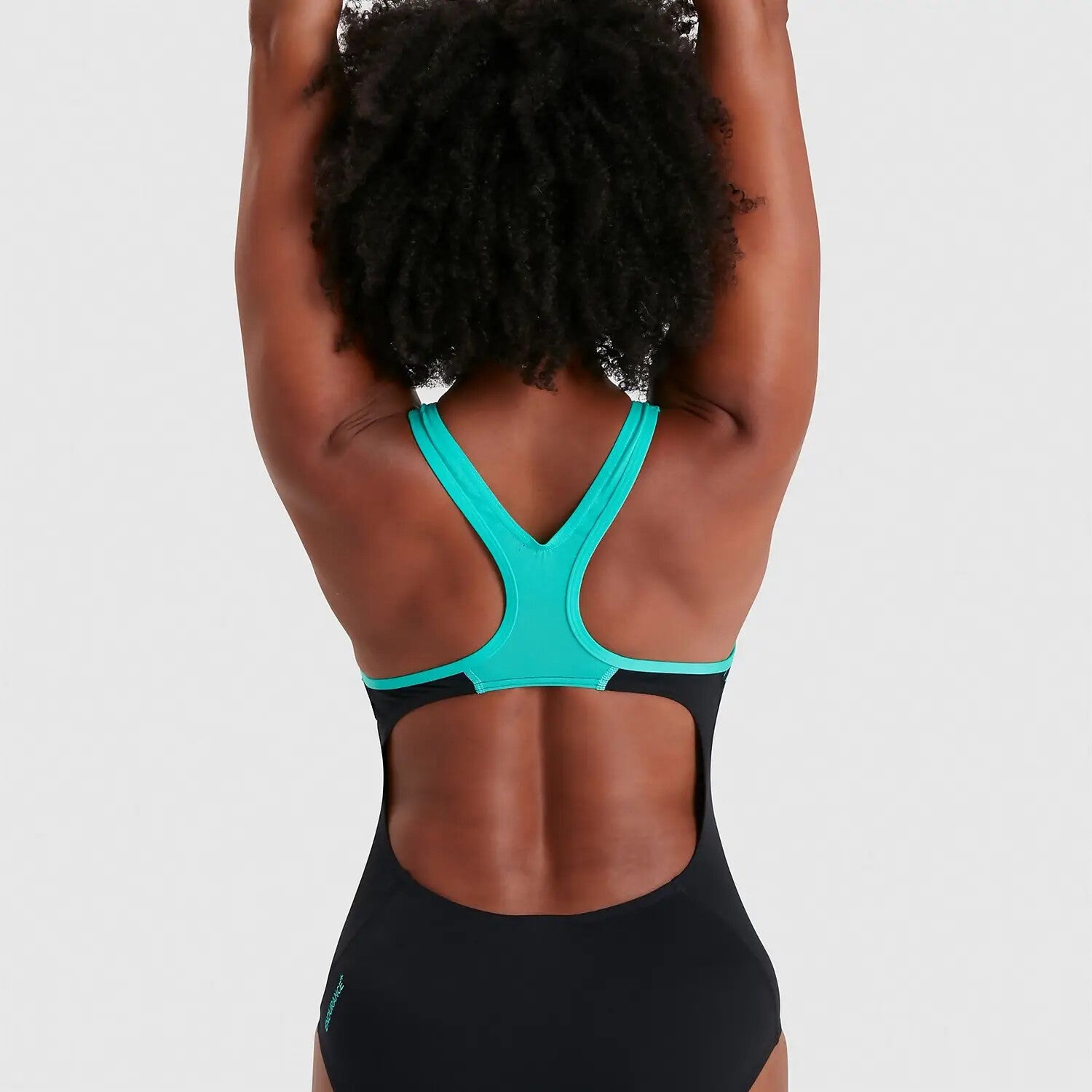 Speedo Women's Placement Laneback Swimsuit Swimming Costume Black Blue BNWT