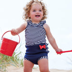 Splash About Happy Nappy Costume Reusable Neoprene Nautical Bows Boy Girl BNWOT