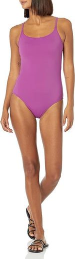 Amazon Essentials Women's Thin Strap Swimsuit Swimming Costume Violet BNWT