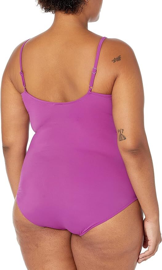 Amazon Essentials Women's Thin Strap Swimsuit Swimming Costume Violet BNWT