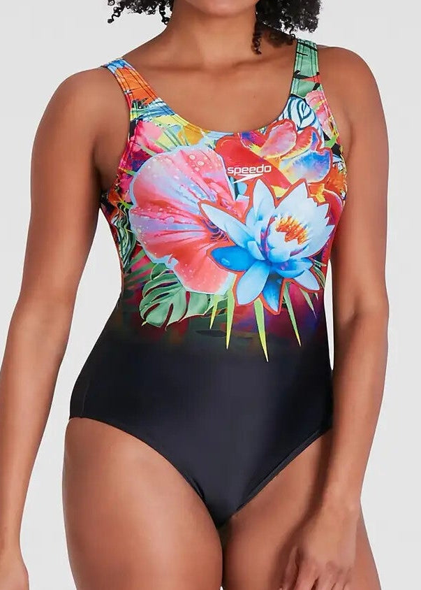Speedo Women's Digital Placement U-Back Swimsuit Swimming Costume BNWT