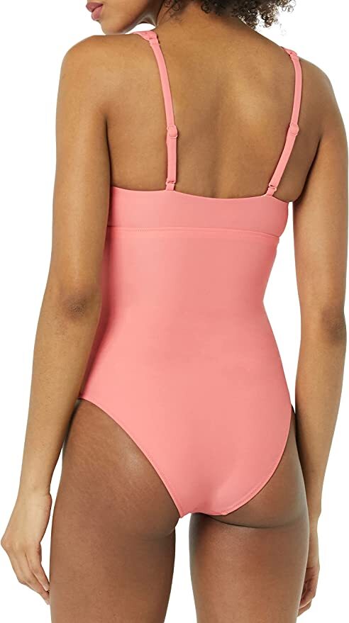 Amazon Essentials Women's Plunge Shaping Swimsuit Swimming Costume Coral BNWT