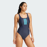 Adidas Women's 3-Stripes V Back One Piece Swimsuit Swimming Costume JG5819 BNWT