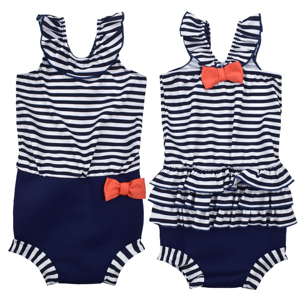 Splash About Happy Nappy Costume Reusable Neoprene Nautical Bows Boy Girl BNWOT