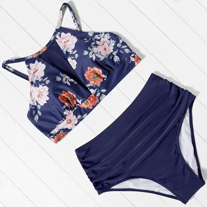 RXRXCOCO Women's High Neck & Waist Mesh Bikini Swimsuit Swimming Costume BNWT