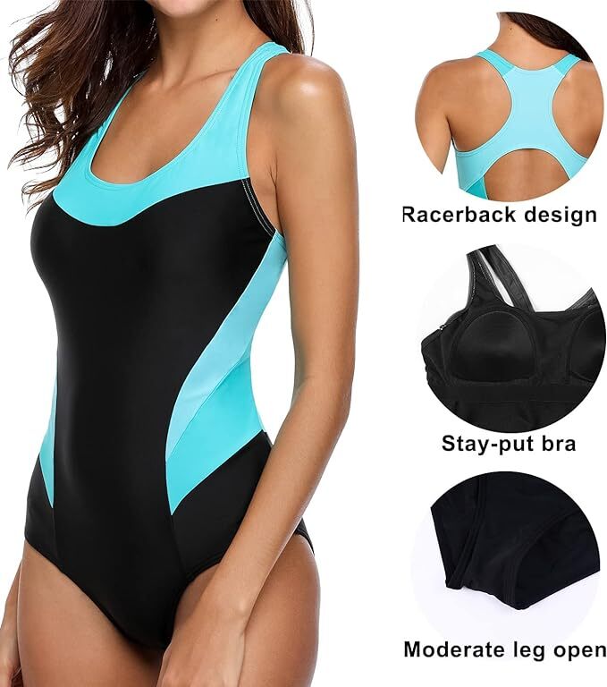CharmLeaks Women's Padded Racerback Swimsuit Swimming Costume Swimwear BNWT