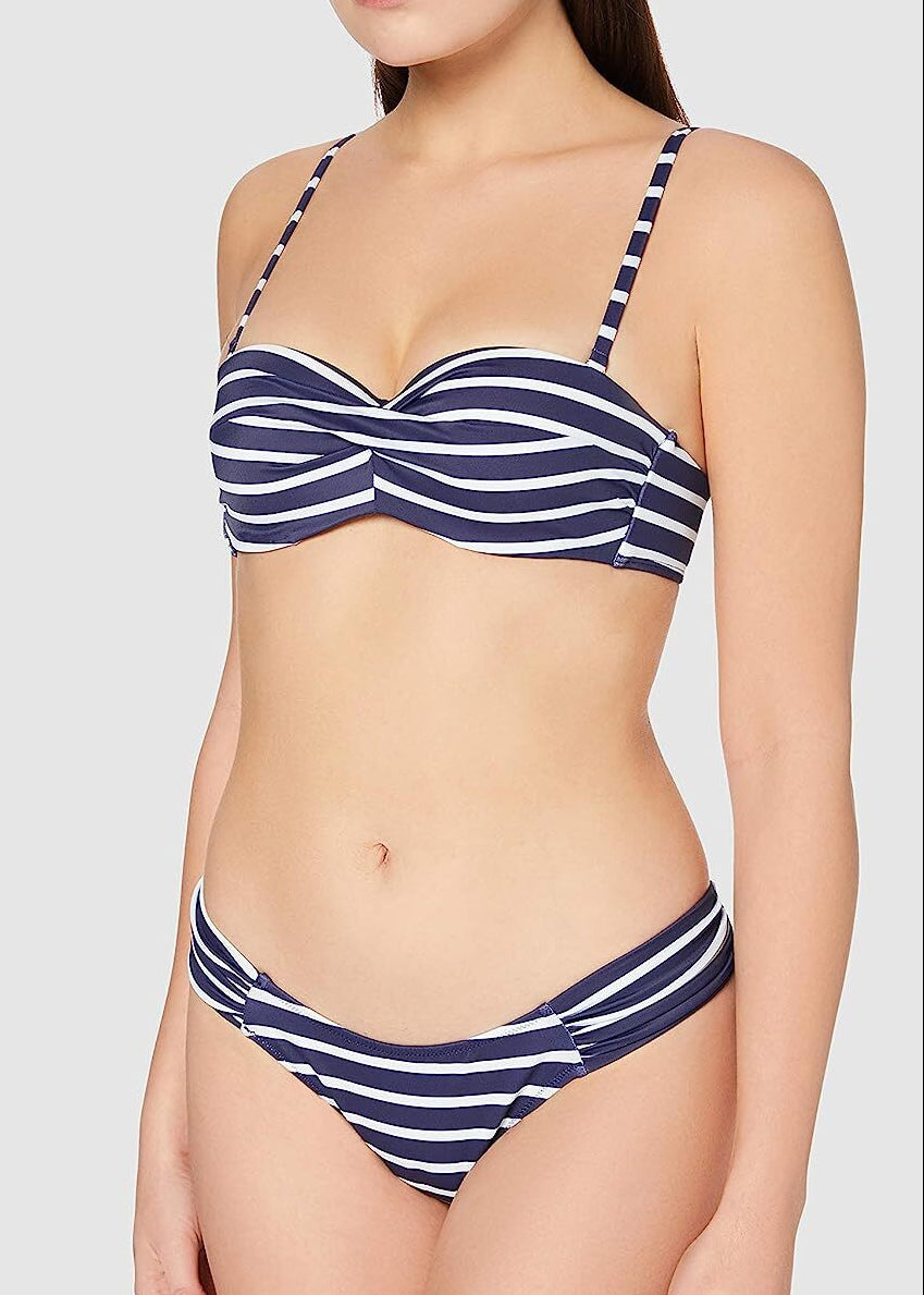 Iris & Lilly Women's Bikini Swimsuit Swimming Costume Navy White Stripe BNWT