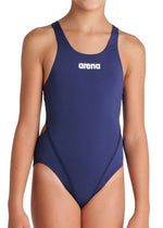 Arena Girl's Team Swim Tech Swimsuit Solid Swimming Costume Navy BNWT