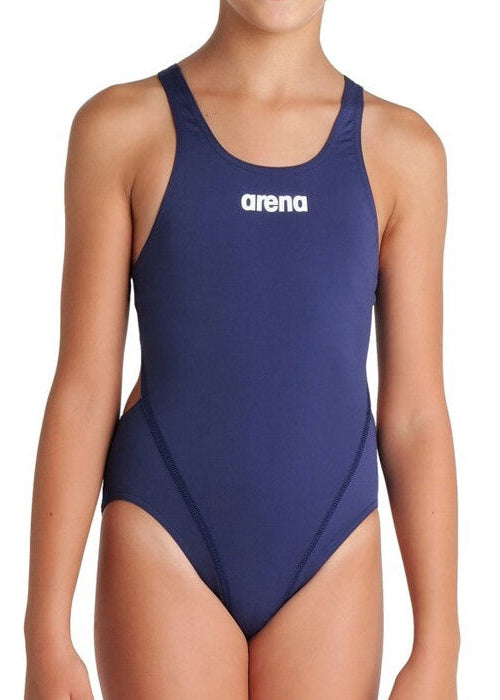 Arena Girl's Team Swim Tech Swimsuit Solid Swimming Costume Navy BNWT