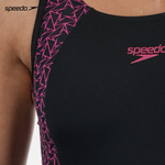 Speedo Women's Boomstar Splice Flyback Swimsuit Swimming Costume Black Pink BNWT