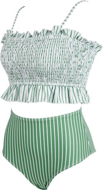 RXRXCOCO Womens Bandeau High Waist Ruffled Bikini Swimsuit Swimming Costume BNWT