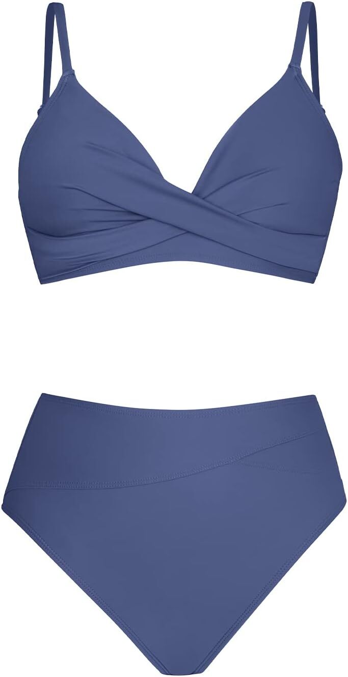 Cupshe Women's High Waist Twist Front V Bikini Swimsuit Swimming Costume BNWT