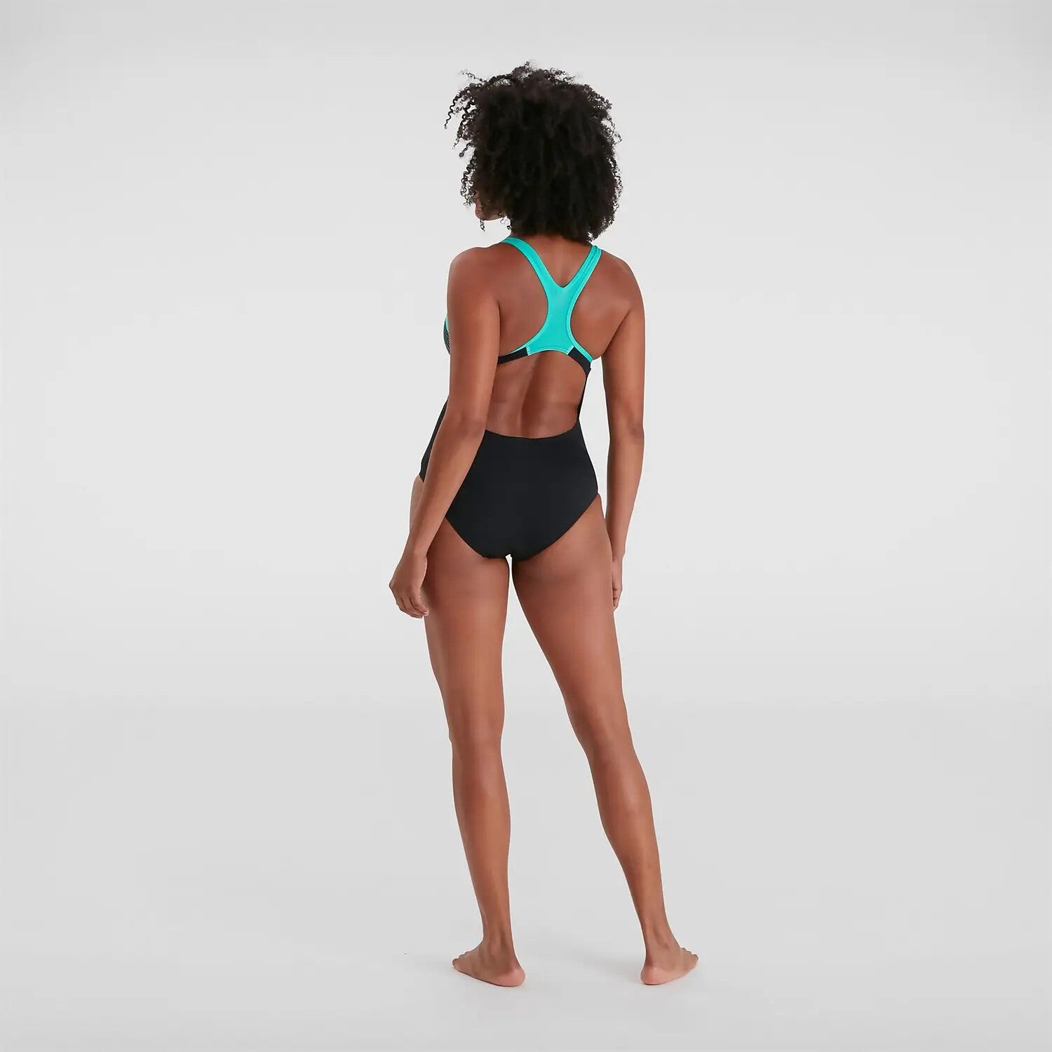 Speedo Women's Placement Laneback Swimsuit Swimming Costume Black Blue BNWT